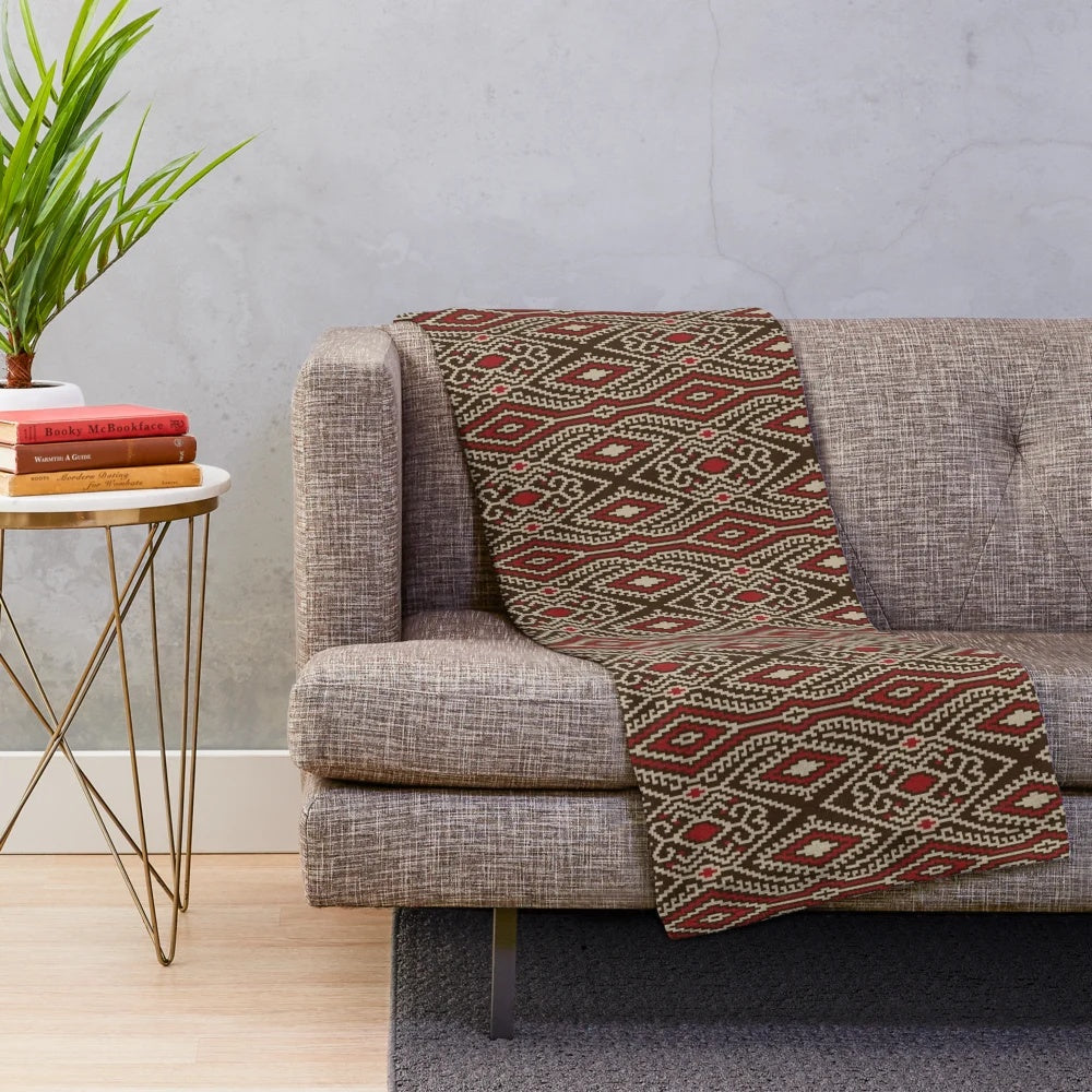 Tinalak plush blanket with traditional Filipino tribal pattern