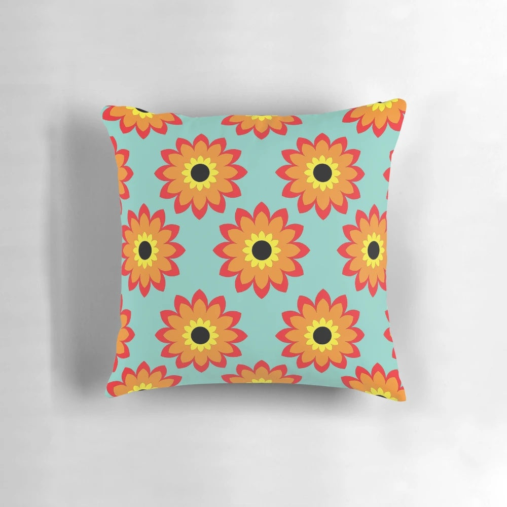 Ethnic geometric pattern pillowcase with colourful abstract symmetry design