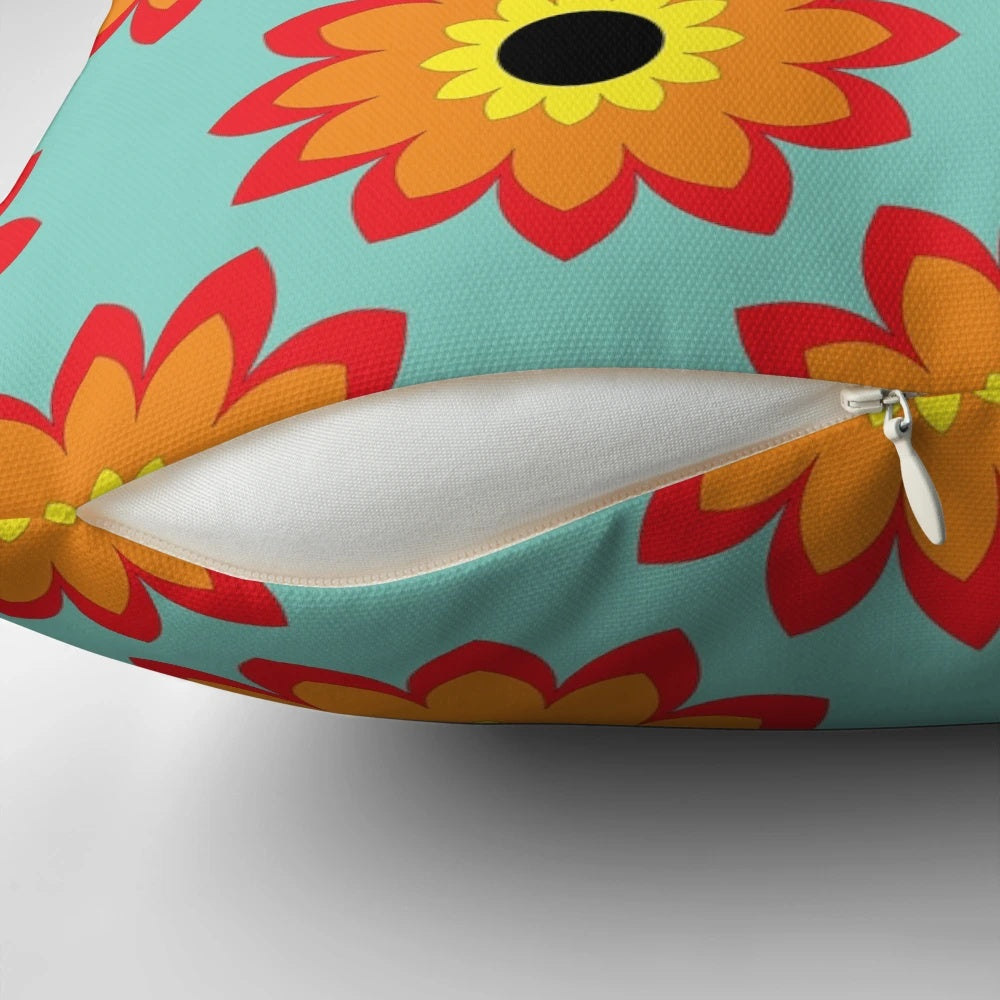 Ethnic geometric pattern pillowcase with colourful abstract symmetry design