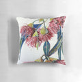 Eucalyptus gum blossom throw pillow featuring vibrant floral design