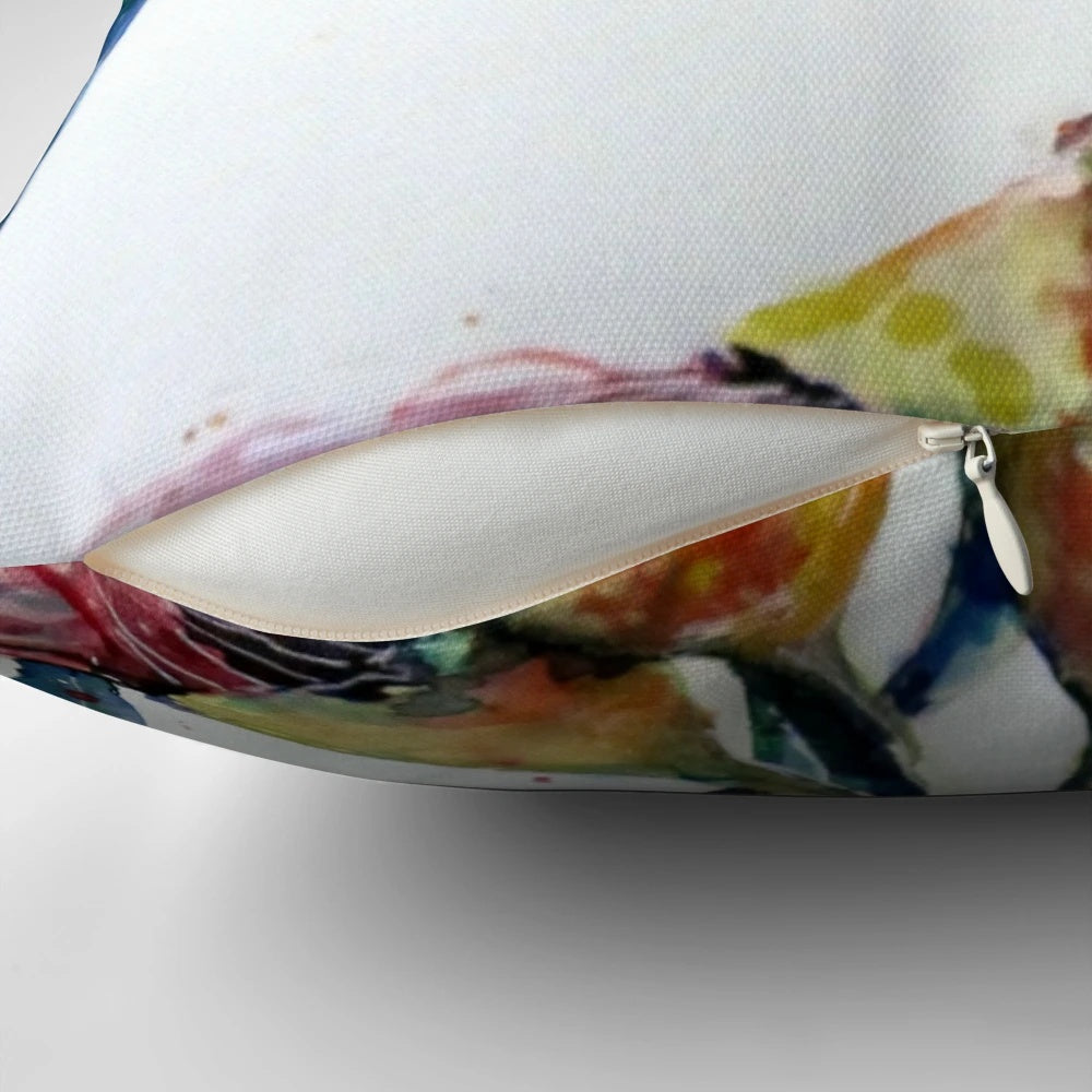 Eucalyptus gum blossom throw pillow featuring vibrant floral design