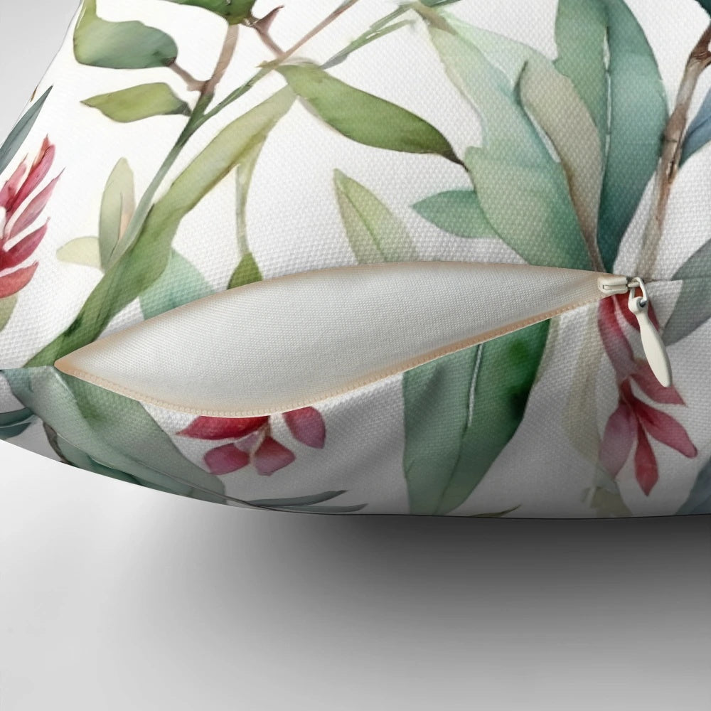 Eucalyptus leaf pattern decorative throw pillow for botanical home decor