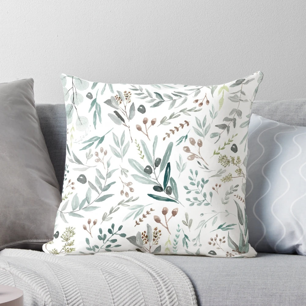 Eucalyptus leaves pillow with a scandinavian-style design