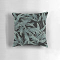 Eucalyptus leaves hand-drawn graphic on a black and white modern pillow