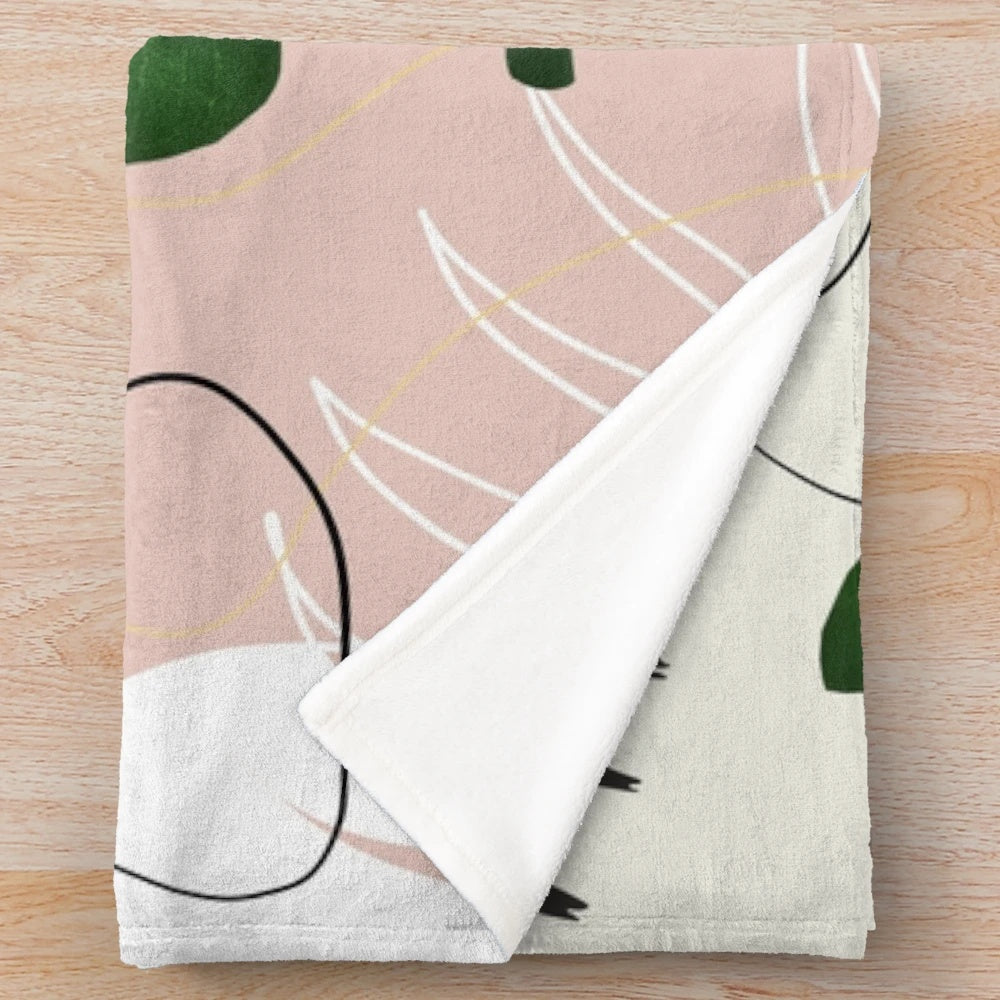 Eucalyptus palm plush blanket with tropical nature artwork