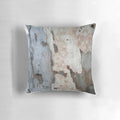 Close-up photograph of the textured bark of a eucalyptus tree, featured on a decorative throw pillow.