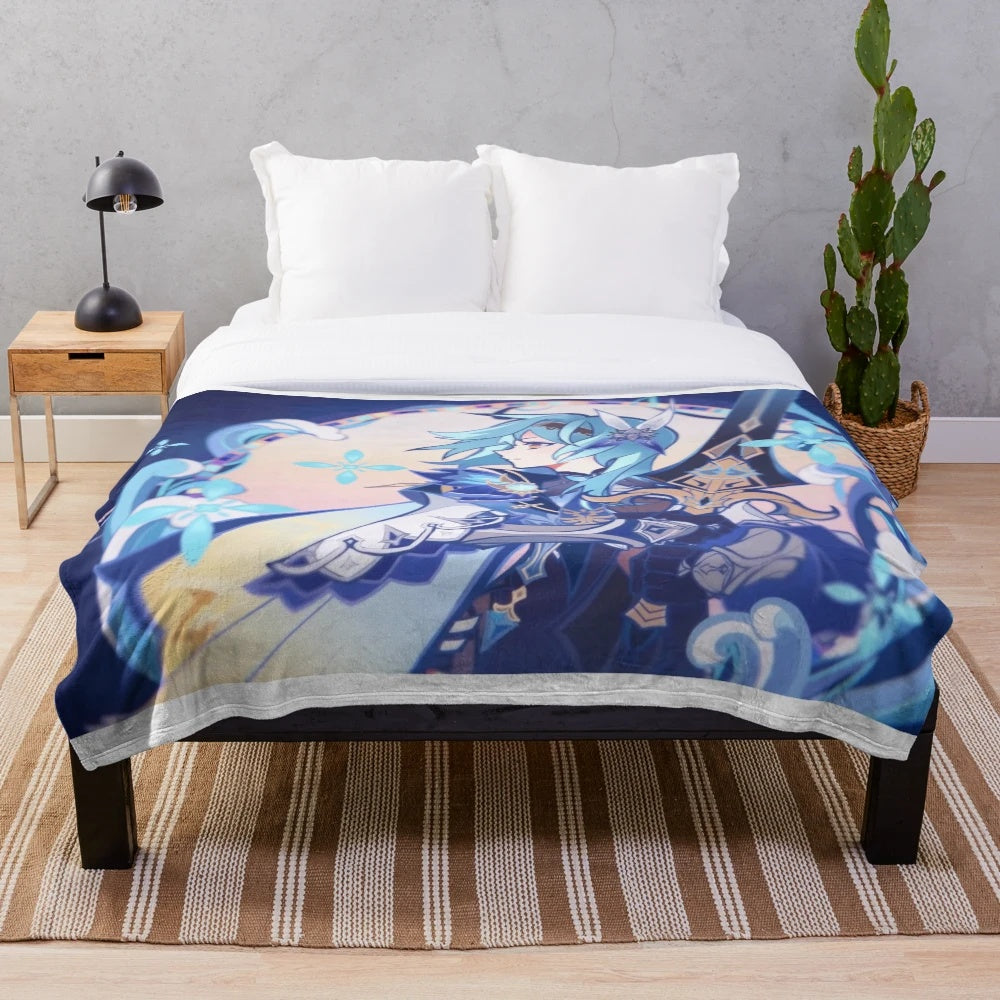 Eula Genshin Impact inspired plush blanket