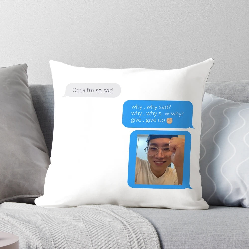 Eunkwang "Give Up" BTOB themed decorative pillow with text design