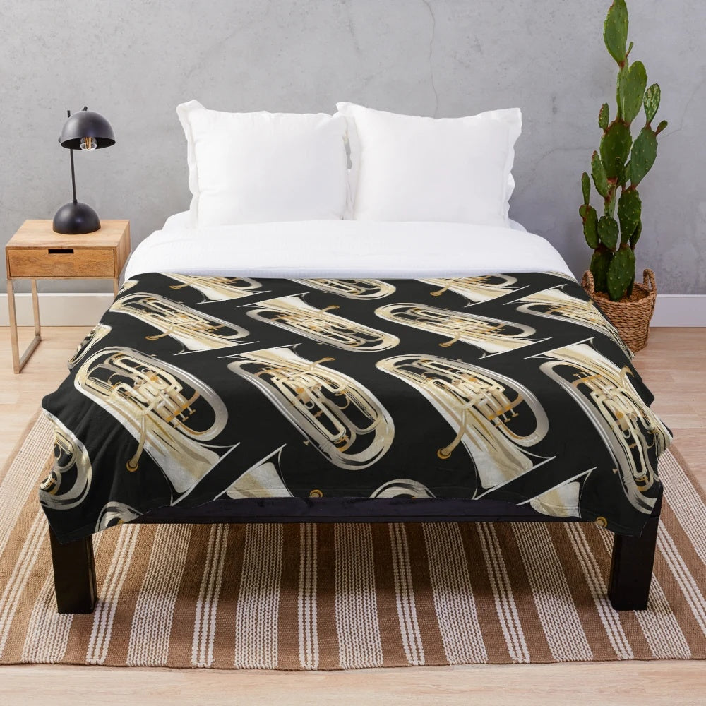 Euphonium-themed plush blanket with black background