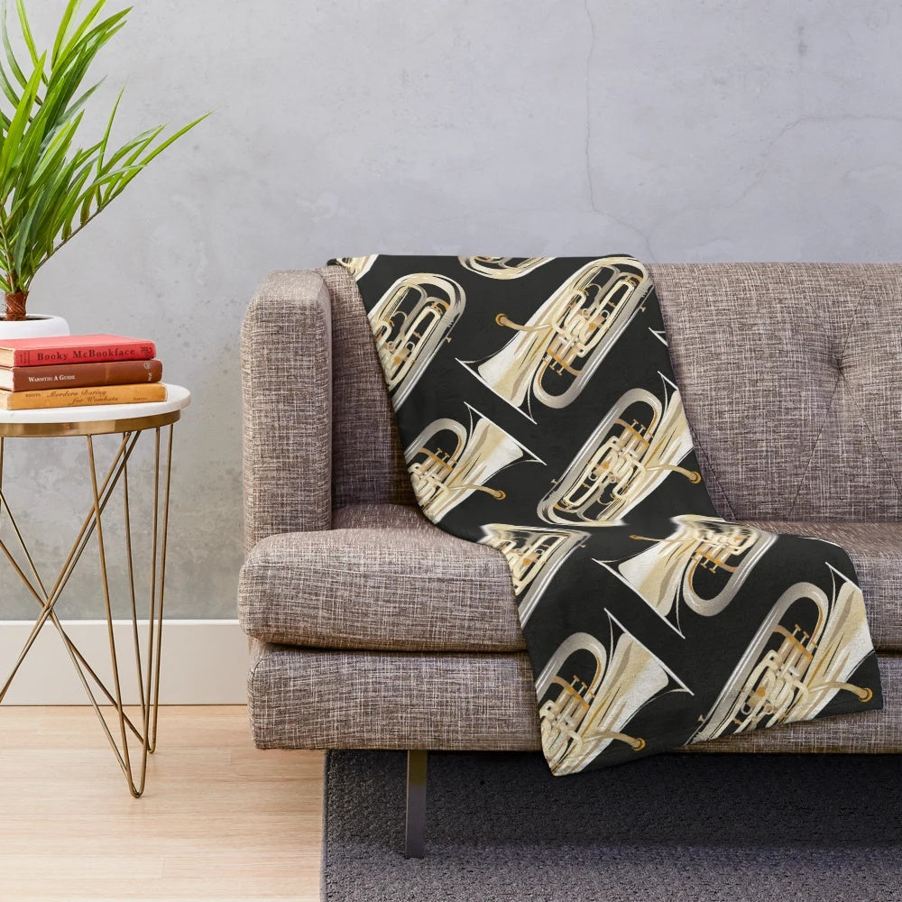 Euphonium-themed plush blanket with black background