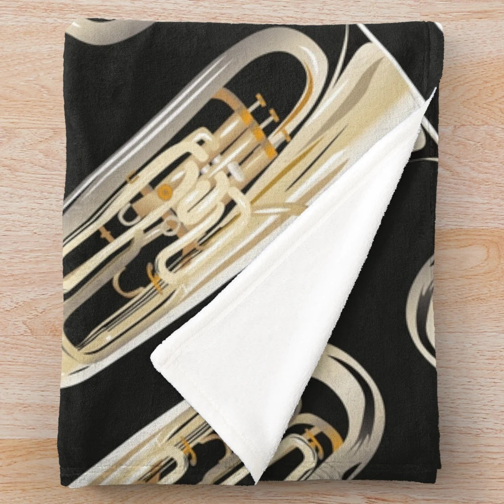 Euphonium-themed plush blanket with black background