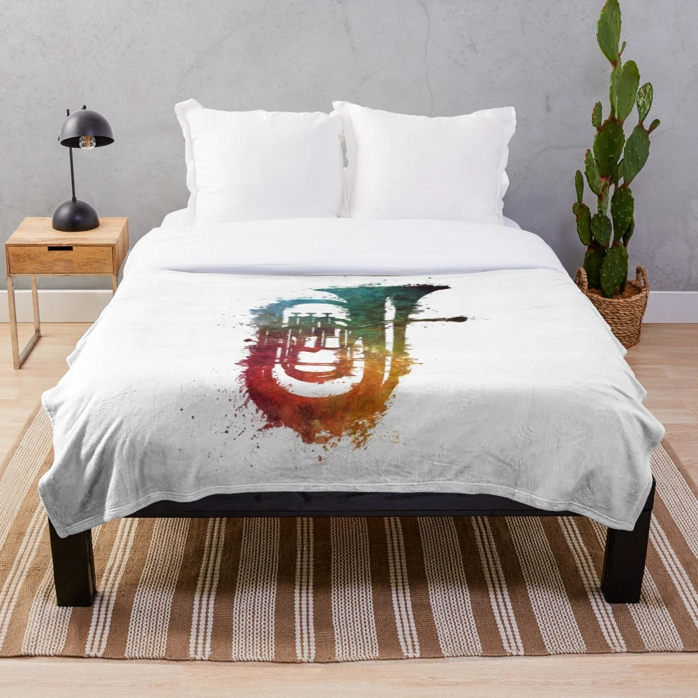 Euphonium music art plush blanket for musicians and instrument enthusiasts