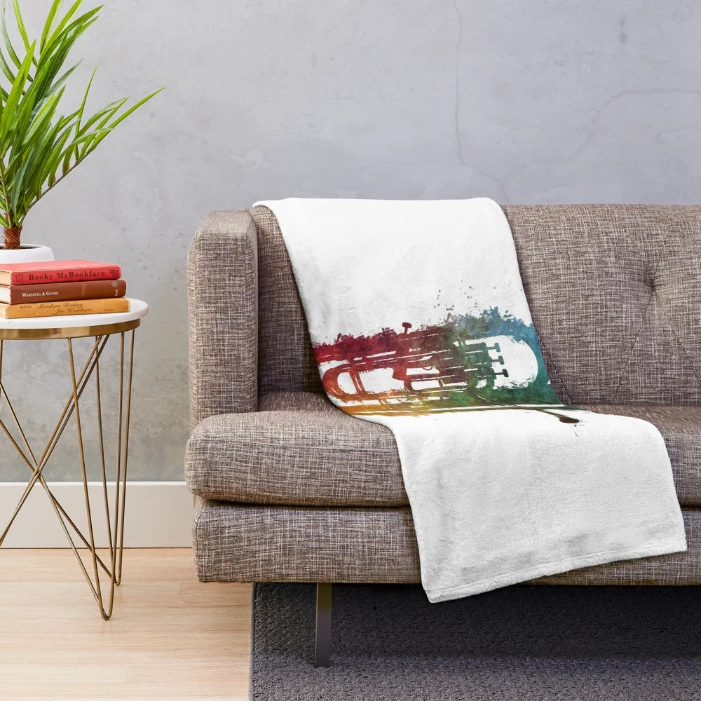 Euphonium music art plush blanket for musicians and instrument enthusiasts