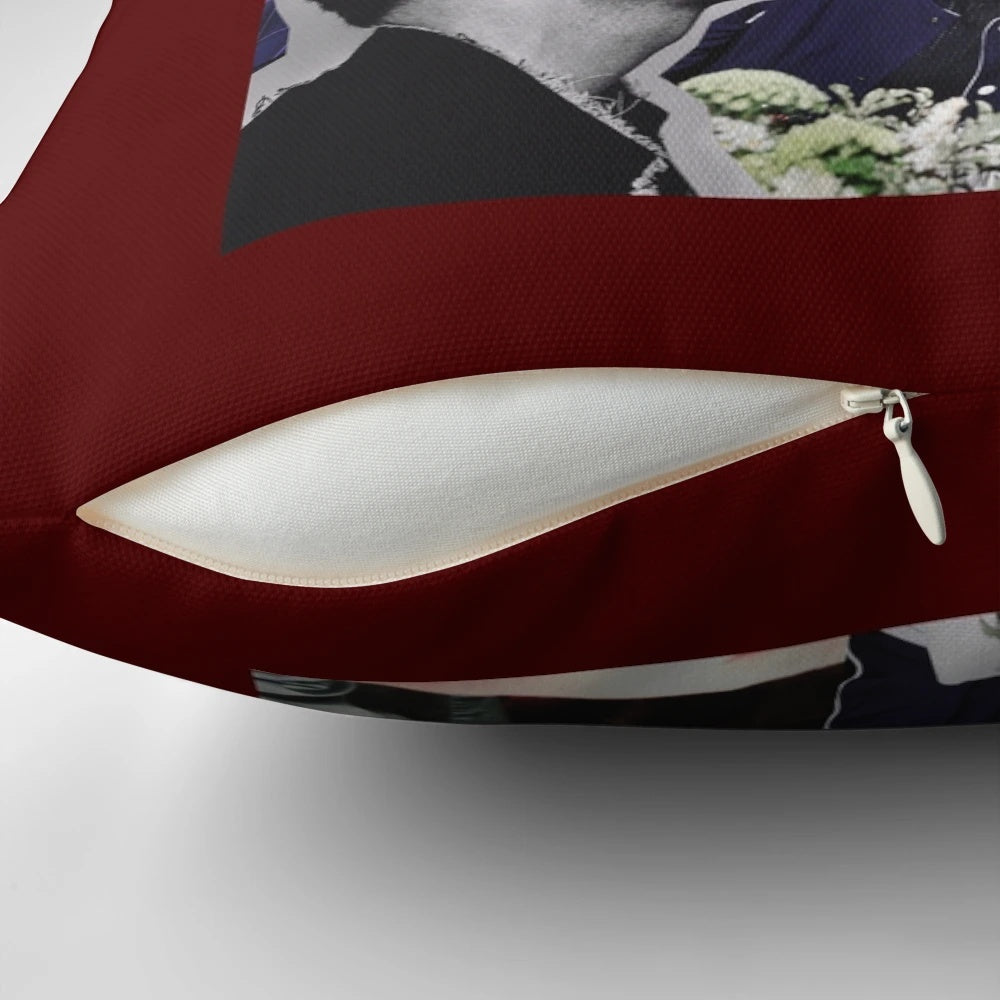Decorative Pillow Featuring Evan Peters in a Collage Design