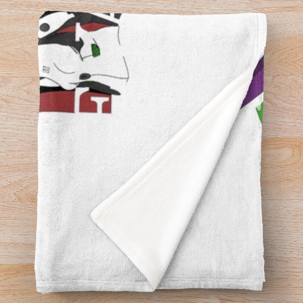 Evangelion-inspired plush blanket featuring characters from the iconic anime series