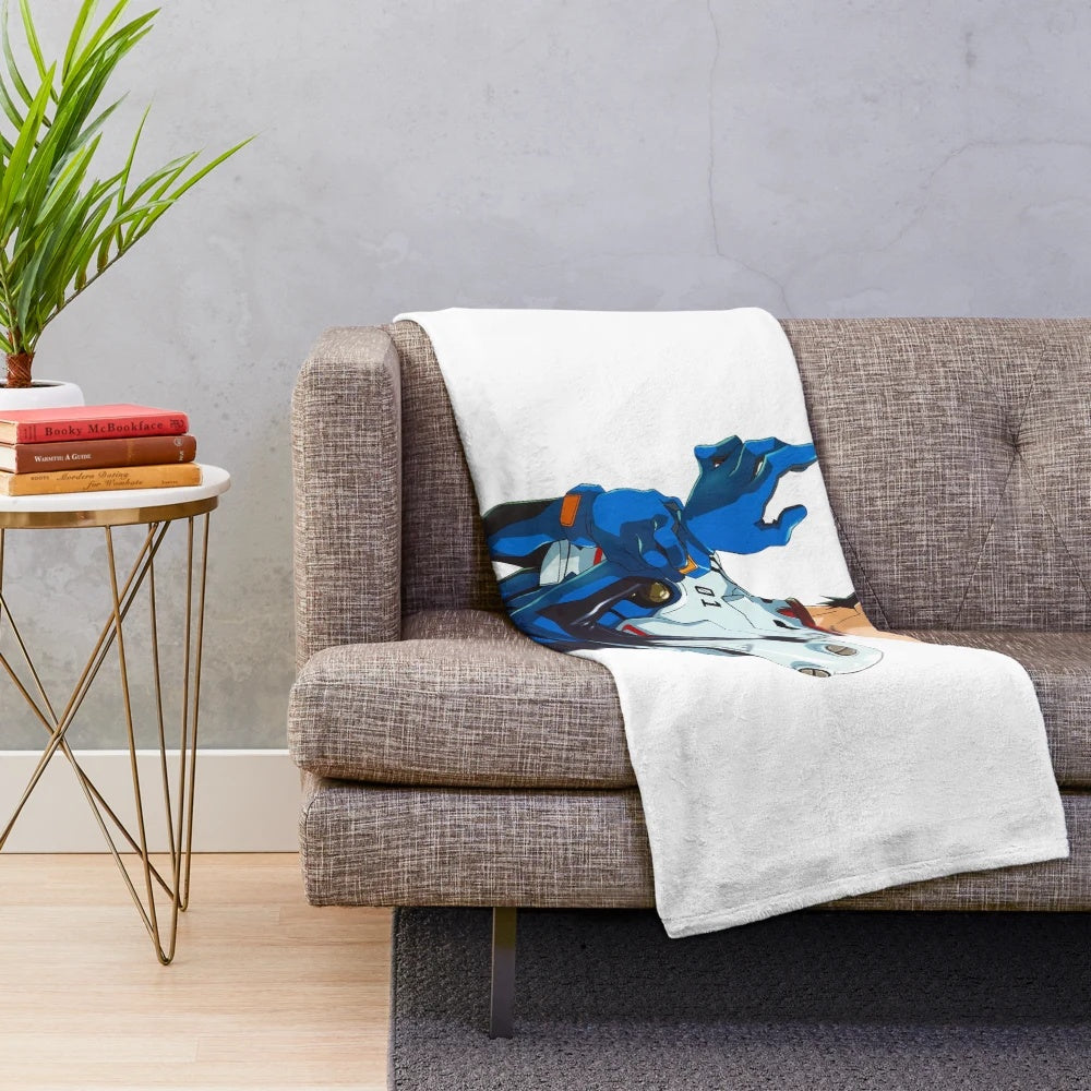 Evangelion-inspired plush blanket featuring Shinji Ikari from the classic anime series Neon Genesis Evangelion