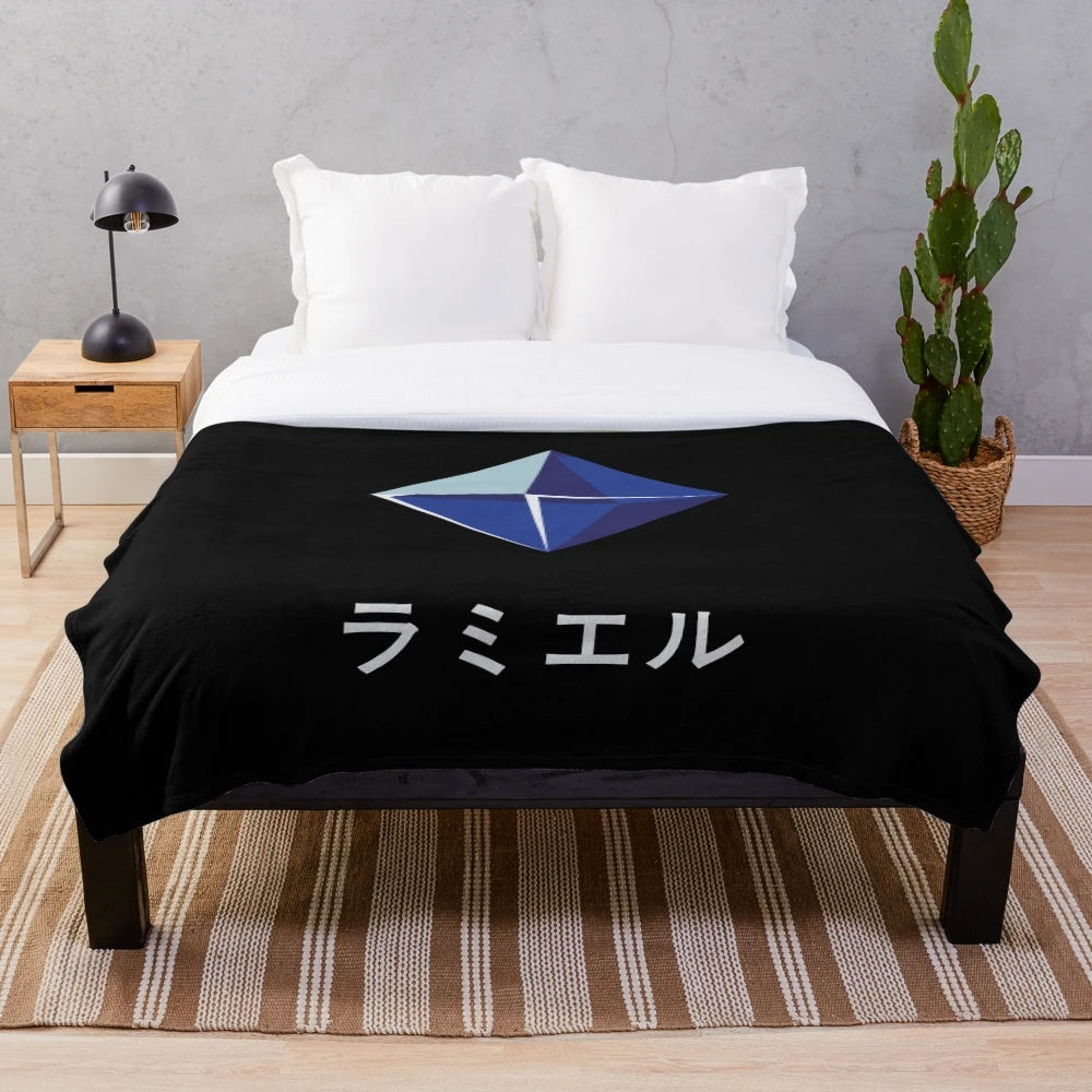 Evangelion-inspired Ramiel captioned light plush blanket