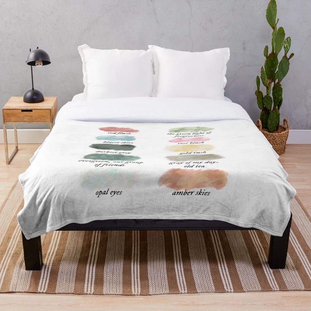 Evermore Folklore Inspired Plush Blanket with Aesthetic Taylor Swift Lyrics and Colors