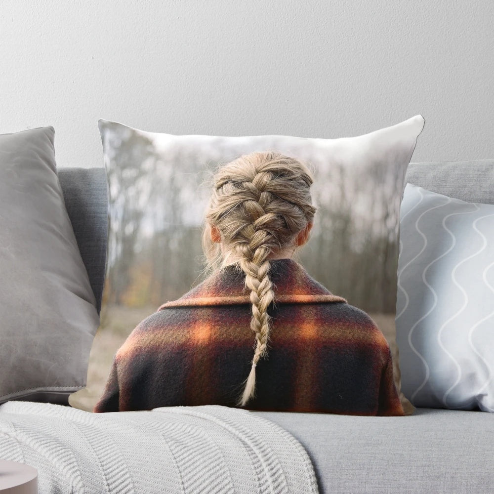 Evermore-inspired album cover design pillow featuring Taylor Swift's latest album