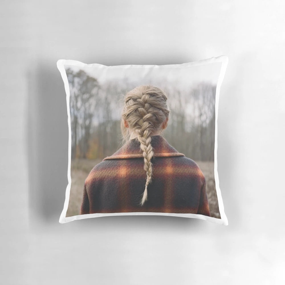 Soft, cozy pillow featuring Evermore-inspired design for Taylor Swift fans