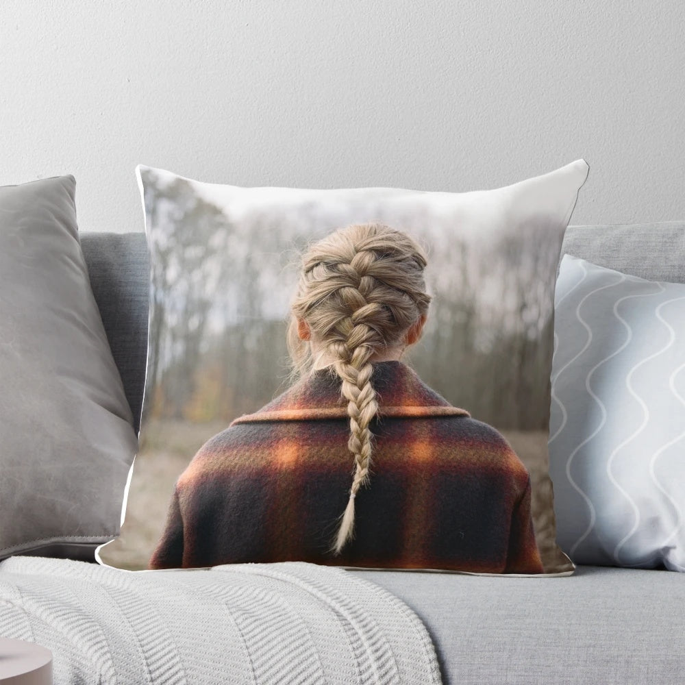 Soft, cozy pillow featuring Evermore-inspired design for Taylor Swift fans
