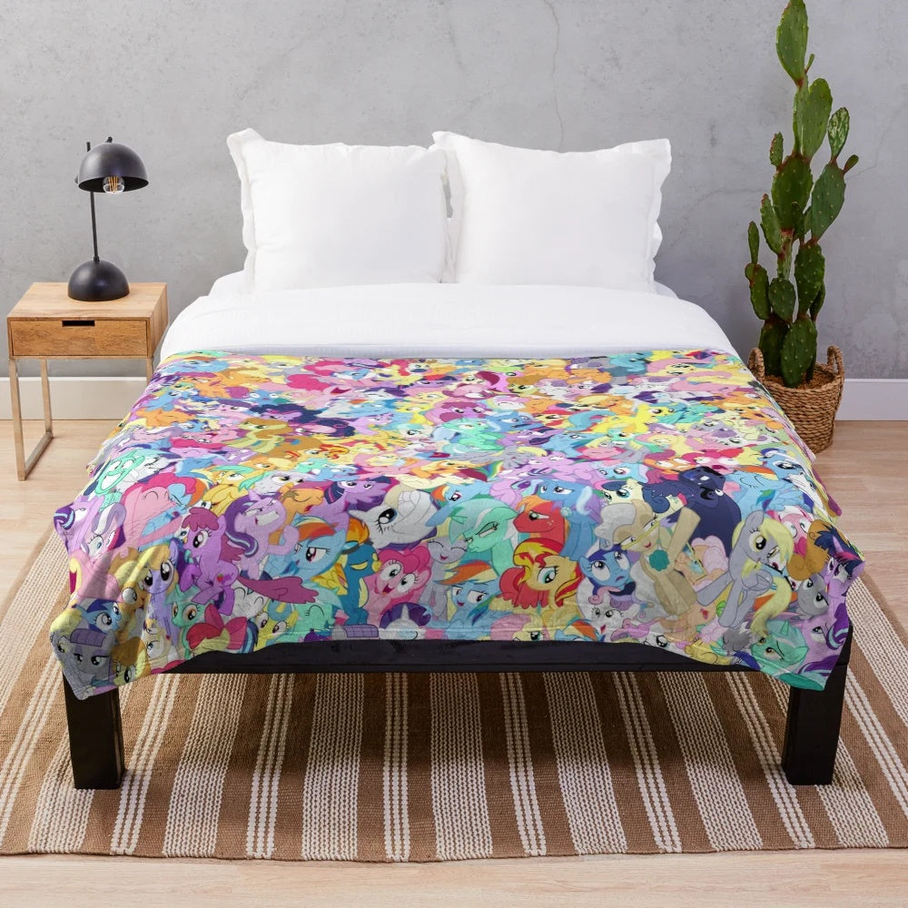 Everypony inspired plush blanket featuring characters from the My Little Pony cartoon series