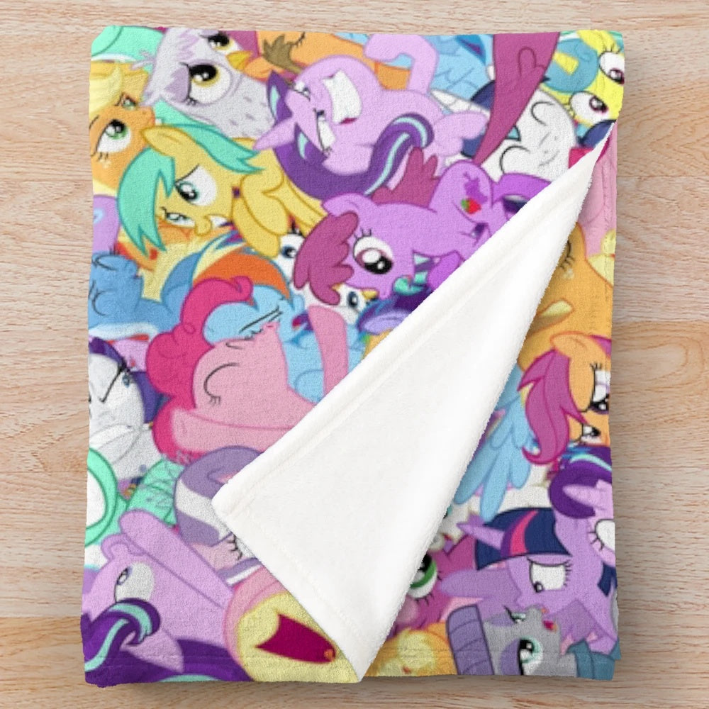 Everypony inspired plush blanket featuring characters from the My Little Pony cartoon series