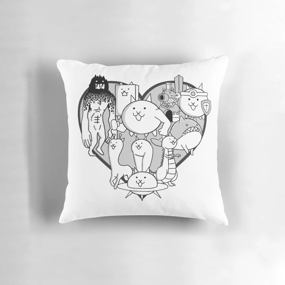 Battle Cats Evolved Cats Mural Decorative Pillow with Cat Art Design