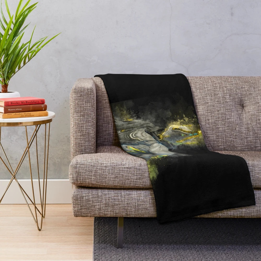 Warframe Excalibur Umbra inspired plush blanket featuring watercolor artwork