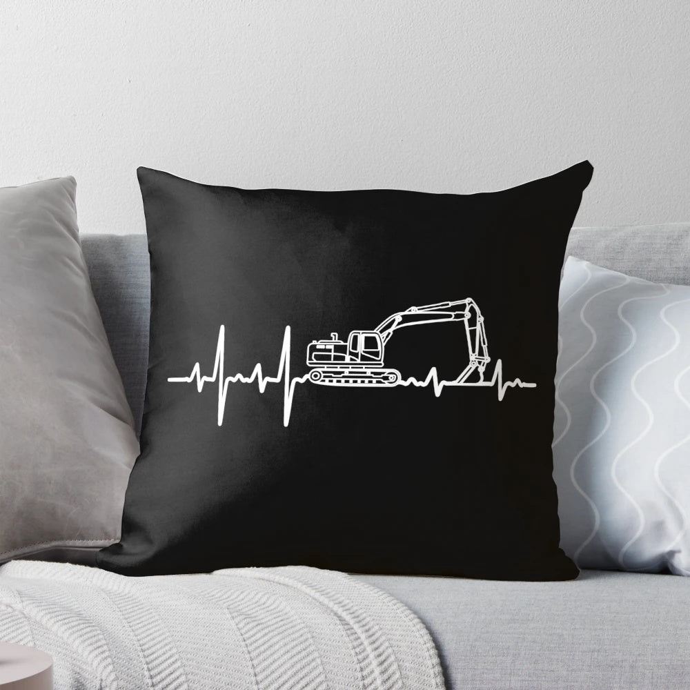 Comfortable pillow with excavator design for heavy equipment operators and construction workers