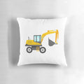 A plush, soft pillow in the shape of an excavator construction vehicle, perfect for kids who love heavy machinery and construction equipment.