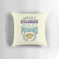 Excellent Boiled Potatoes Pillow featuring iconic characters from Pride and Prejudice