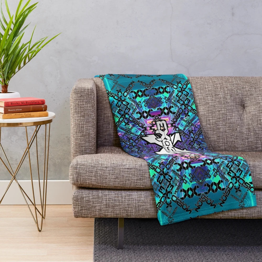 Excision-inspired plush blanket with music festival design
