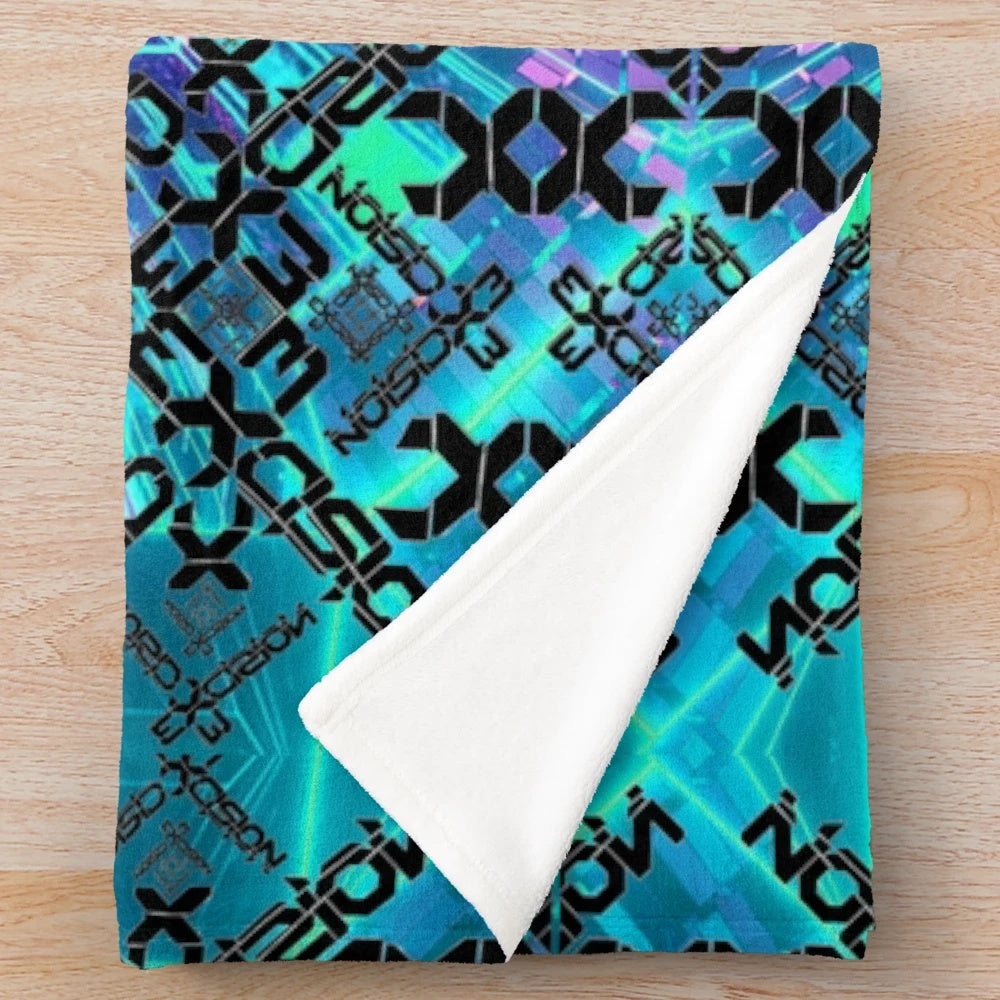 Excision-inspired plush blanket with music festival design