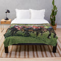 Plush blanket featuring a horse racing action scene