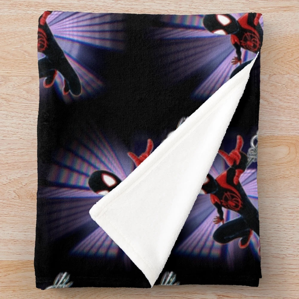 Miles Morales Spider-Verse inspired plush blanket