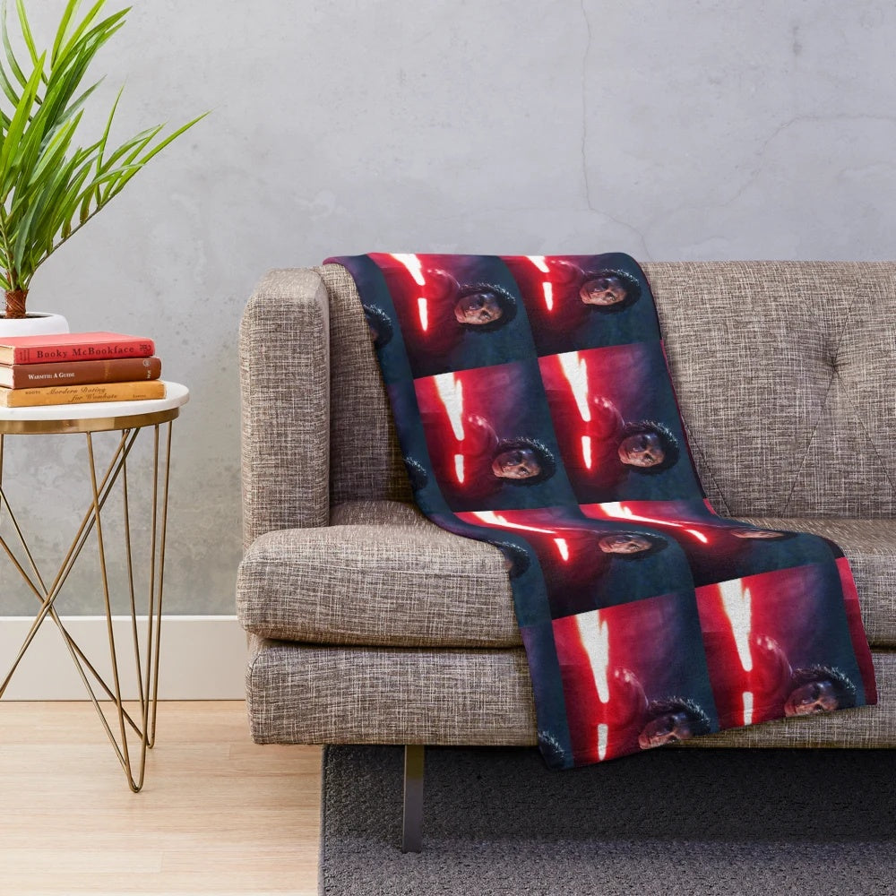 Adam Driver as Kylo Ren in a Star Wars-inspired plush blanket