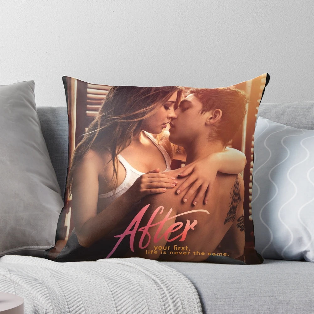 Cozy Pillow showcasing the iconic After movie characters Hessa, featuring Tessa Young and Hardin Scott.