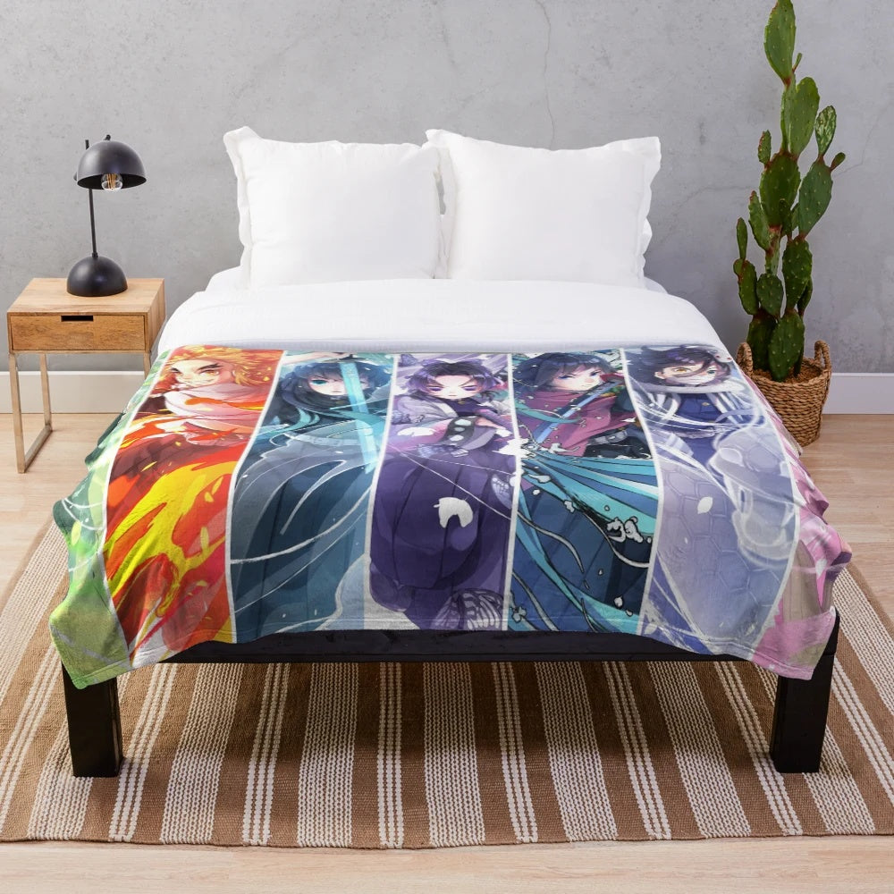 Demon Slayer Hashira Plush Blanket featuring anime characters