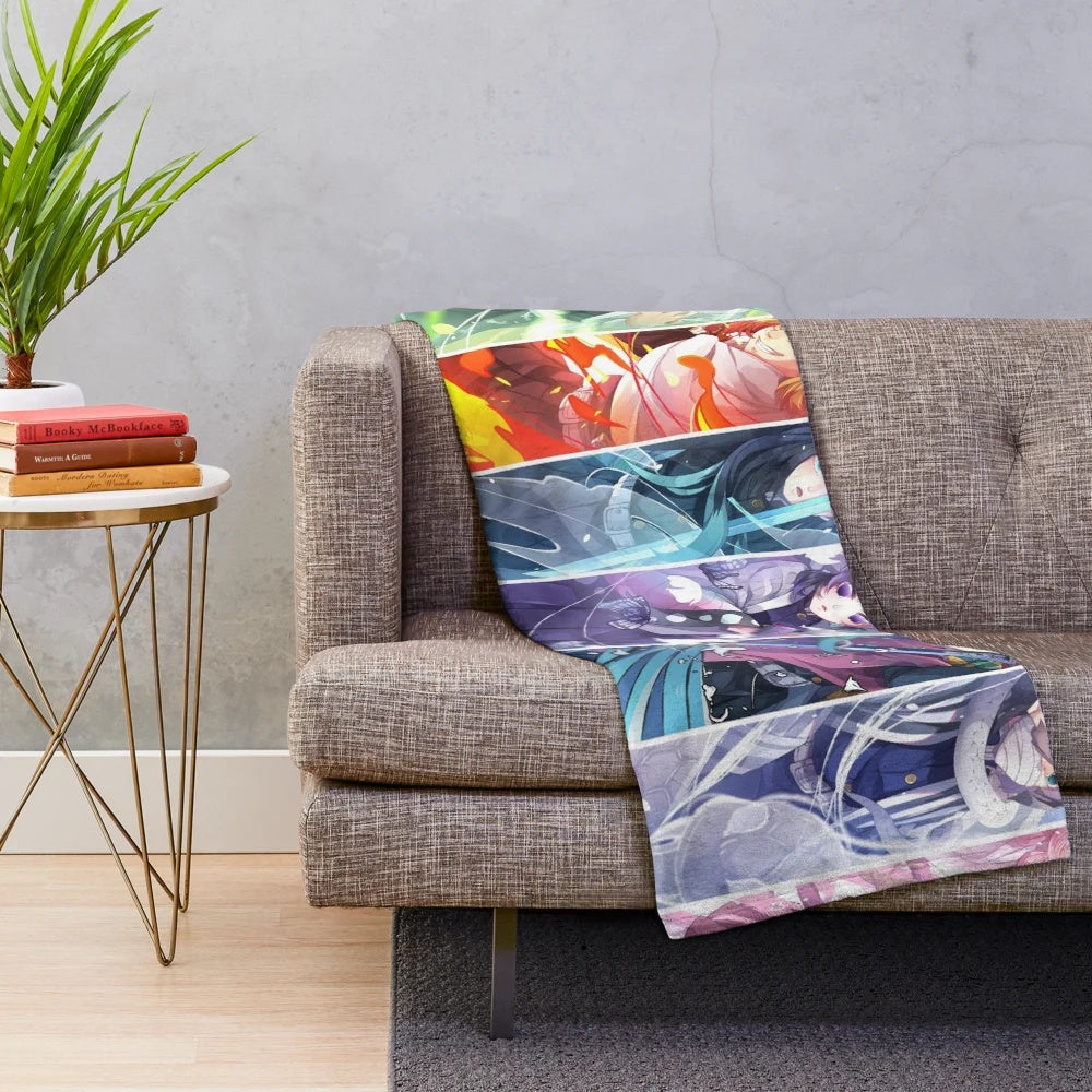 Demon Slayer Hashira Plush Blanket featuring anime characters