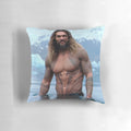 High-quality Jason Momoa themed pillow for movie fans and home decor enthusiasts