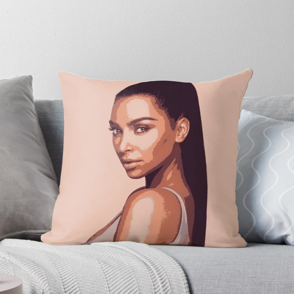 Plush Pillow featuring Kim Kardashian's Iconic Look and Branding