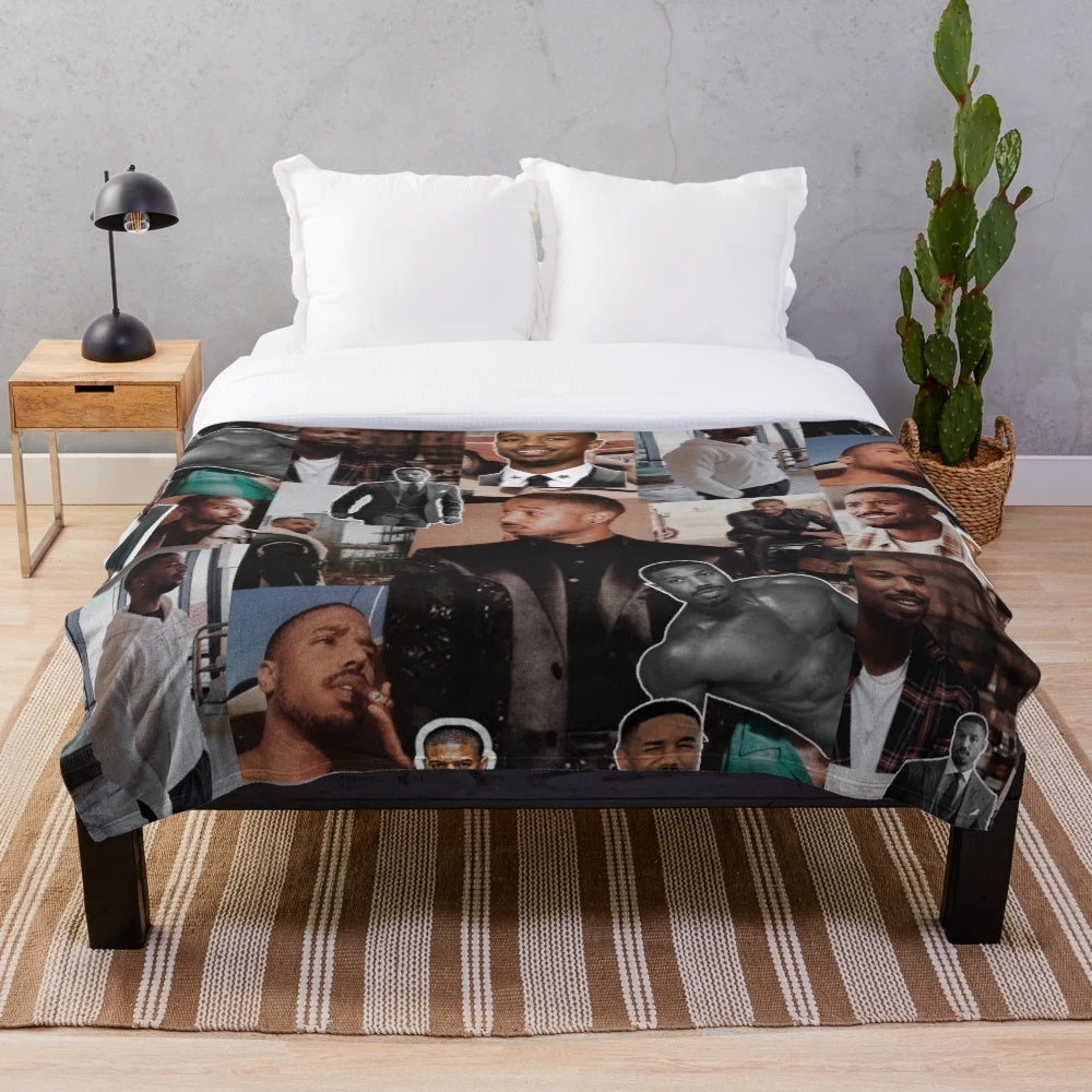 Michael B. Jordan celebrity photo collage plush blanket