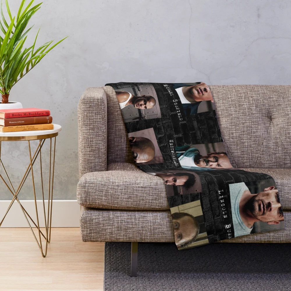Prison Break Inspired Plush Blanket with Character Imagery