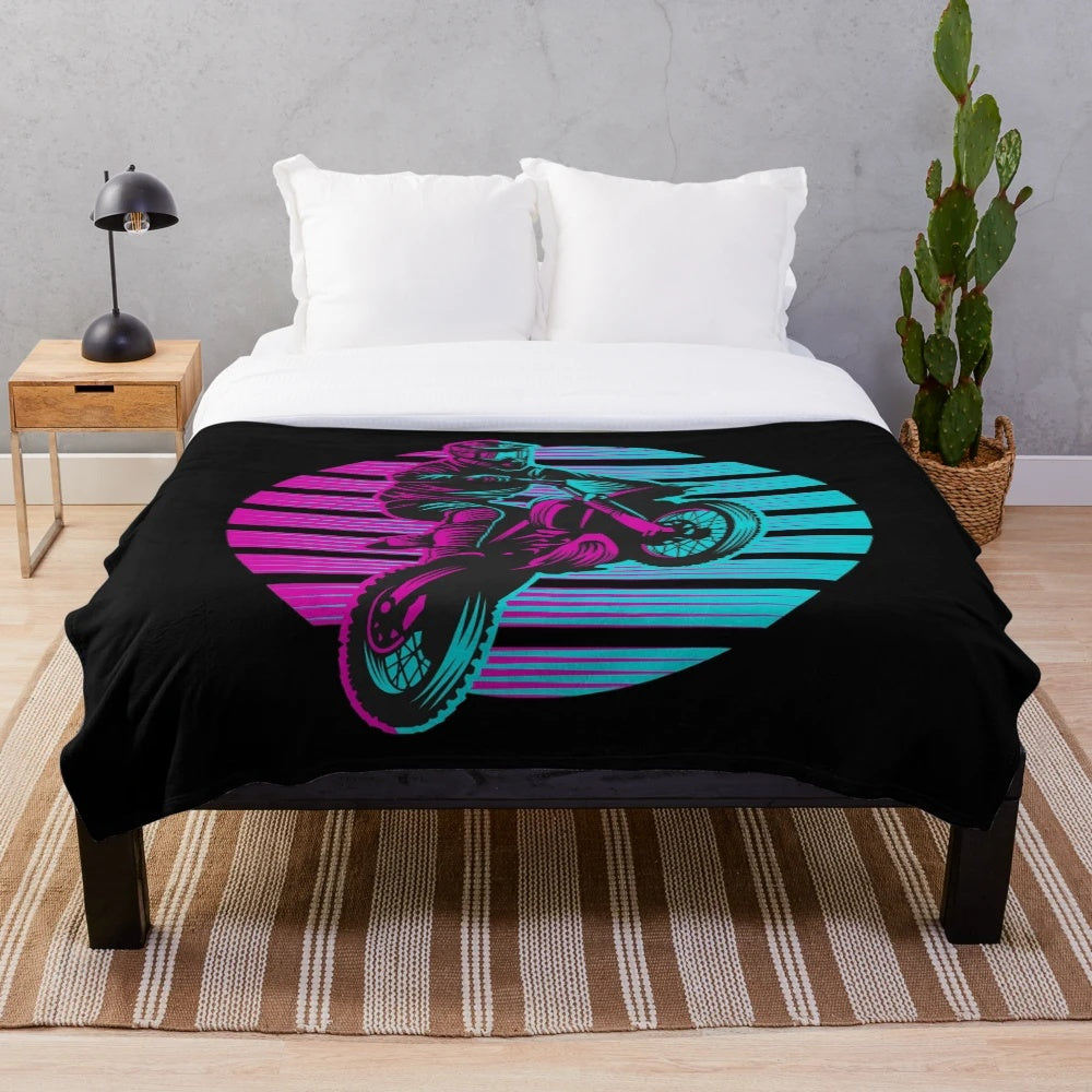 Motorcycle Motocross Bike Jump Plush Blanket