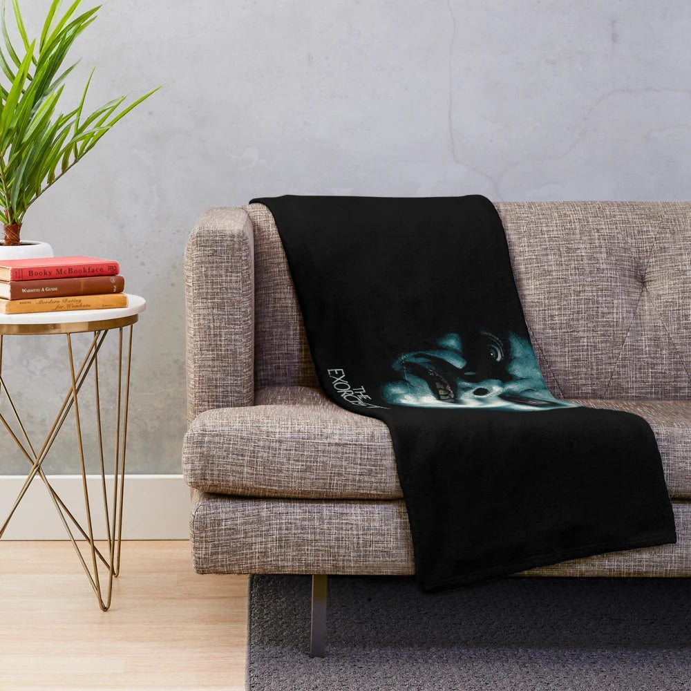 Exorcista inspired plush blanket featuring Pazuzu from the classic horror film "The Exorcist