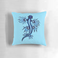 Vibrant blue and white pillow featuring the stunning Glaucus Atlanticus nudibranch, a fascinating marine invertebrate species.