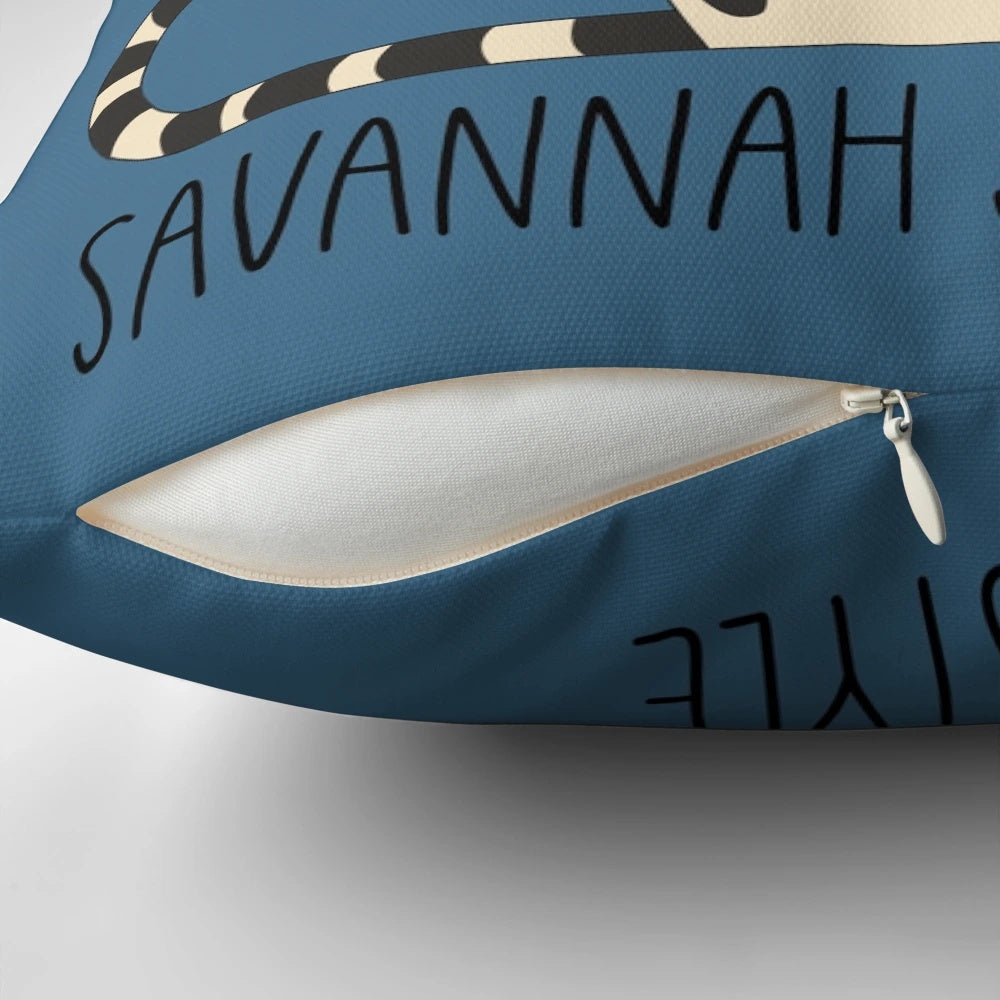 Illustration of an exotic gray savannah cat in a bold, wild style design