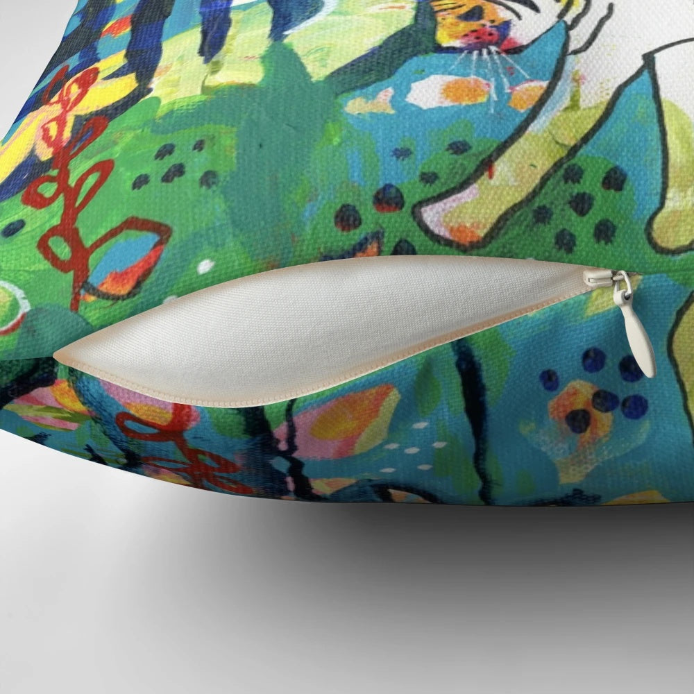 Decorative throw pillow featuring a lifelike tiger in a forest setting
