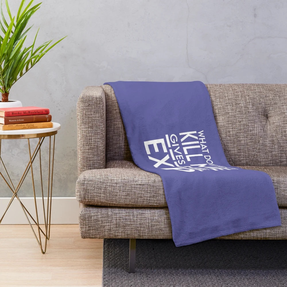 Megurine Luka inspired plush blanket with "what doesn't kill me gives me exp" design